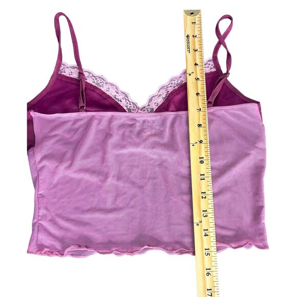 Cider Cropped Sheer Lacy Cami Top Womens Small Pink Sexy Y2K Retro - Picture 6 of 6